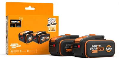 Produktbild von WORX WA3644.2 Original PowerShare Pro Akku 20V 2 STK. Set, Li-Ion, 4,0 Ah