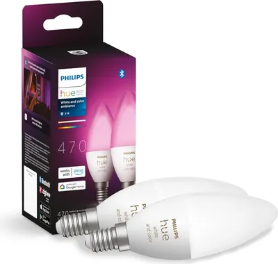 Obrázek produktu pro Philips Hue White Colour Ambiance LED žárovka E14 2ks se stmíváním až do 16 milionů (79,99)