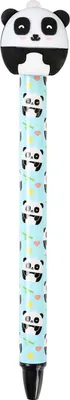 Productafbeelding van Kogelpen Panda, uitwisbaar, 14 cm, lichtblauw/zwart