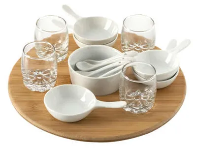 Produktbild von Secret de Gourmet Servierbrett - Amuse bouche - Bambus/Porzellan - weis