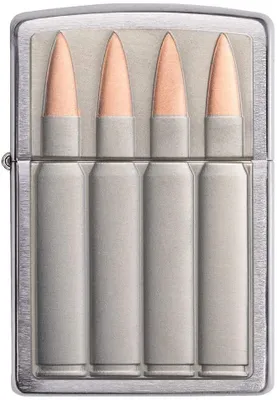 Produktbild von ZIPPO - Bullets - Emblem Brushed Chrome Kugel Patrone Magazin Sturmfeuerzeug nachfüllbar Benzin 60005444