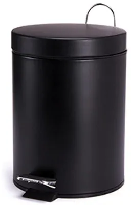 Kosmetik-Mülleimer schwarz matt 3 Liter mit Pedal und herausnehmbarem Einsatz