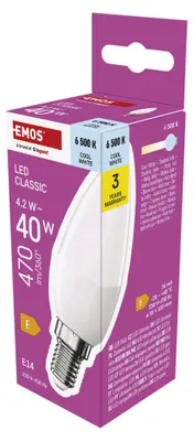 LED žárovka Classic svíčka / E14 / 4,2 W (40 W) / 470 lm / studená bílá