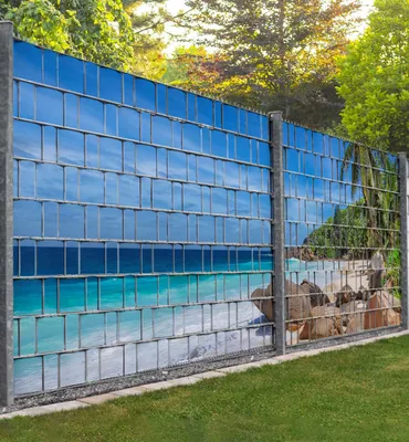 Produktbild von Sichtschutzstreifen Traumstrand mit hellblauem Meer Sichtschutz Garten Zaun - Teil1 + Teil2 - 500x180cm