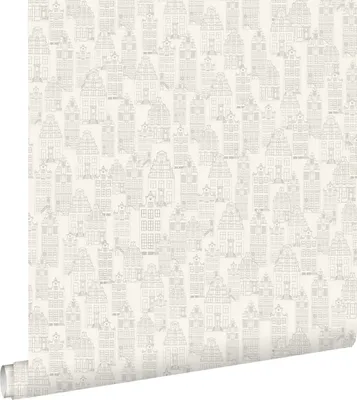 Produktbild von ESTAhome Tapete Amsterdamer Grachtenhäuser Silber 53 cm x 10.05 m