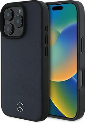 Produktbild von Etui Mercedes strukturiertes und glattes Leder Magsafe Na Iphone 16 Pro Max - Granatowe
