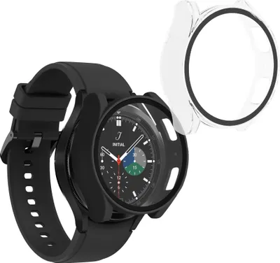Produktbild von kwmobile 2x Cover kompatibel mit Samsung Galaxy Watch 6 40mm Hülle - Fullbody Fitnesstracker Case Set aus Glas - Schwarz Transparent