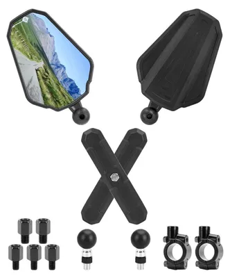 Obrázok produktu pre Zrkadlá na motocykel, skladacie, vhodné do terénu, s certifikáciou E, 360° otočné, s závitom M8/M10, sada 2 kusy (vhodné na pravú a ľavú stranu)