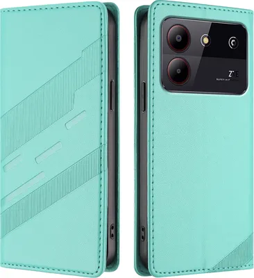 Image de Etui pour ZTE Blade A54, étui portefeuille en cuirPolyuréthaneavec fente pour cartes et fonction Türkis stand