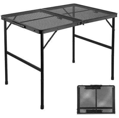 Produktbild von Zusammenklappbarer Aluminium-Grilltisch - Camping-Grilltisch - 90 cm breit - Metallgitter - Für den Außenbereich - Rechteckig - Für 4 Personen