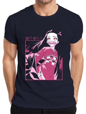 Immagine prodotto di Maglietta da uomo Nezuko Kimetsu no Yaiba Demon Girl Bamboo Anime Gift, Navy, S