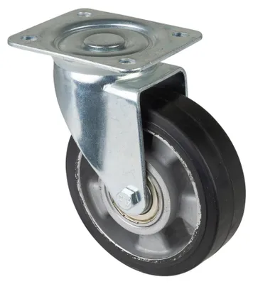Image de BS ROLLEN Roulette pivotante pour charges lourdes (Ø roue 125 mm capacité de charge 200 kg / caoutchouc) - LB500.B80.125