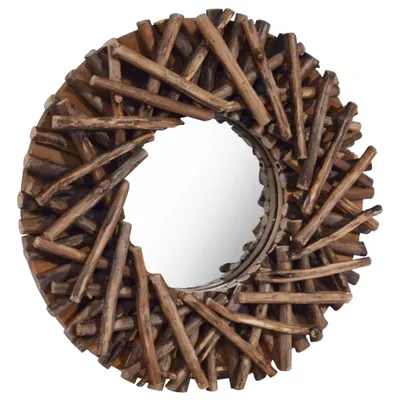 Image de vidaXL Miroir mural 40 cm teck rond