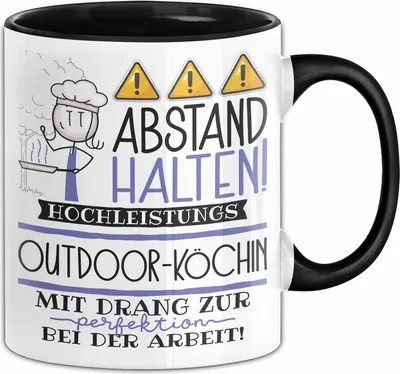 Produktbild von Outdoor-Köchin Tasse Geschenk Lustig Abstand Halten Hochleistungs-Outdoor-Köchin Mit Drang Zur Perfektion Bei Der Arbeit (Schwarz)