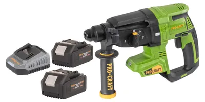 Produktbild von Procraft PHA40bb Akku Bohrhammer 20 V 2,6 J SDS plus Brushless + 2x Akku 4,0 Ah + Ladegerät