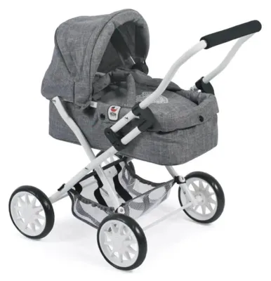 Produktbild von Bayer Chic 2000 Puppenwagen Smarty | Kompakter Kinderwagen mit Tragetasche & Verdeck | Für Kleinkinder ab 2 Jahren geeignet, Jeans grau