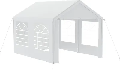 Image de JOIEYOU Pavillon Tente de réception 3x4 m avec parois latérales amovibles Imperméable Stable Résistant à l'hiver Protection solaire Pavillon de jardin Tente de réception Tente de jardin, Blanc