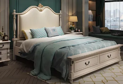 Produktbild von Bett Polster Design Luxus Doppel Hotel Betten Königliches Barock Holz Möbel Neu