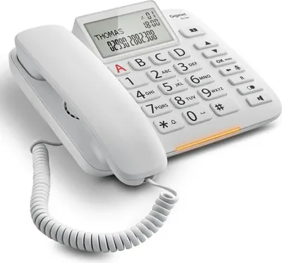 Obrázek produktu pro Gigaset DL380, Analogový telefon, Sluchátko s kabelem, Hlasitý odposlech, 99 pol., Identifikace volajícího, Bílá