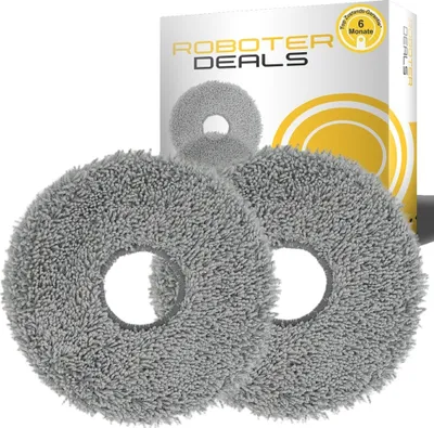 Two round microfiber cleaning pads are shown in front of a product box.