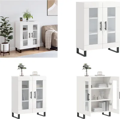 Produktbild von vidaXL Sideboard Hochglanz Weiß 69,5x34x90 cm Holzwerkstoff - Sideboard - Sideboards - Schrank - Aufbewahrungsschrank
