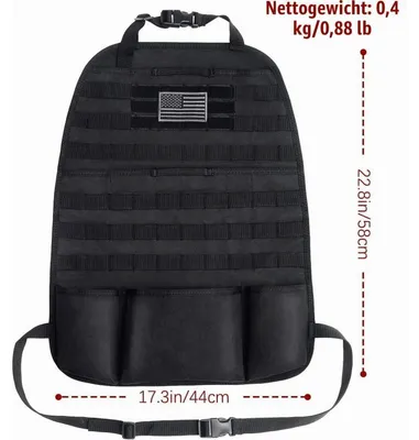 Productafbeelding van Autostoelorganizer, rugleuningbeschermer, zwart, 1000D Oxford, 58x44 cm