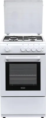 Image de De'Longhi DL554GW, Cuisinière autoportante, Blanc, Pivotant, Blanc, Façade, Gaz