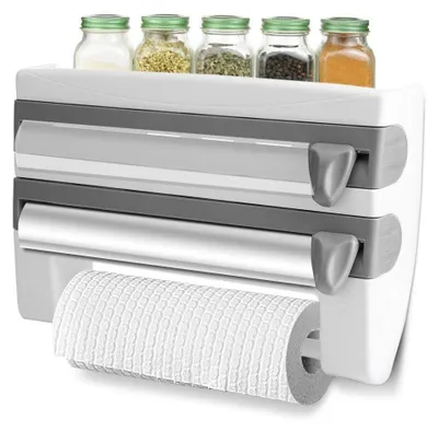 Immagine prodotto di Omgoods - Porta rotoli da cucina e spezie con tagliacarte a 3 lame