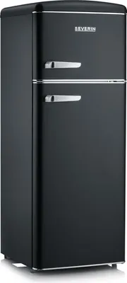 A black retro-style refrigerator.