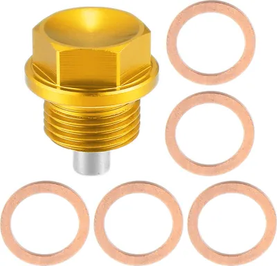 Image de 1 Ensemble Vis Vidange M18x1,5 Bouchon Carter d'Huile Moteur avec 5 Rondelles pour Voiture Ton d'Or