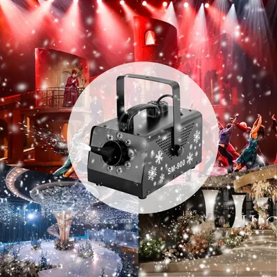 Zdjęcie produktu dla maszyna do śniegu 900 W, maszyna do płatków śniegu z pilotem, maszyna do mgły huraganowej DJ na Boże Narodzenie