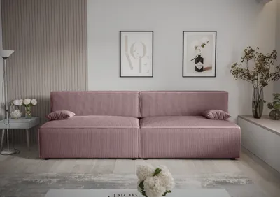 Produktbild von Roe Furniture | Schlafsofa - MIRA X2 - 262 cm - Hellrosa - Funktionalität & Stil - mit Bettkasten - Sofa - Sofabett