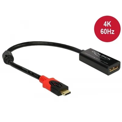 Obrázok produktu pre DeLOCK 63928, 0,2 m, USB Typ-C, DisplayPort 20 pin, Samec, Samica, Priamy