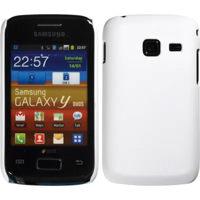Produktbild von PhoneNatic Case kompatibel mit Samsung Galaxy Y Duos - Hülle weiß gummiert Hard-case + 2 Schutzfolien