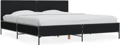 Produktbild von Design Bettgestell Schwarz 180x200 cm Holzwerkstoff und Metall, Klassische Betten 2024 Neu
