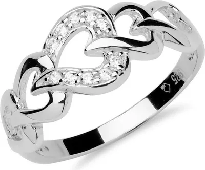 Produktbild von 925 Silber Ring mit Herzen und Zirkonia SR0107