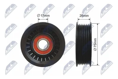 Produktbild von NTY Spannrolle Keilriemen RNK-CH-033 für JEEP Grand Cherokee I (ZJ, ZG) 26mm 17mm 75mm