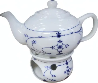 Produktbild von Teepott und Stövchen Indisch Blau, ca. 0,75 l, ca. 16 cm aus Porzellan