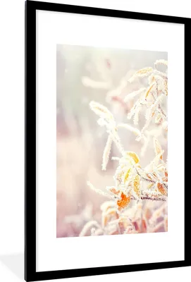 Produktbild von MuchoWow® Gerahmtes Poster Winter - Äste - Schnee - Natur 60x90 cm - Poster mit Schwarzem Bilderrahmen Wandposter Rahmen Foto Bilder - Dekoration - Wandposter Wohnzimmer - Hochwertig
