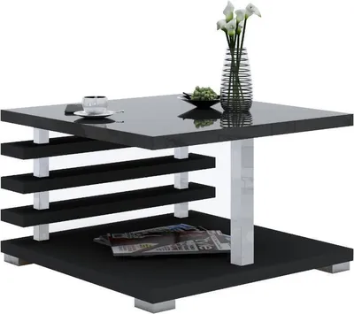Image de STIV Meubles | Table basse - Banc de style industriel, gris brillant