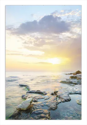 Produktbild von Wallario Wandbild Sonnenuntergang über dem Meer, Größe: 61 x 91,5 cm, Poster mit rahmenlosen Bildhalter