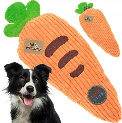 Obrázek produktu pro Hračka pro psy maskot mrkev pískací měkká plyšová hračka velká 27cm
