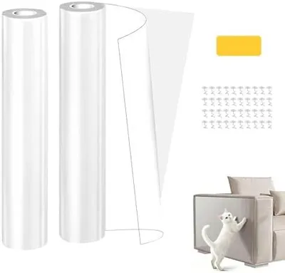 Produktbild von 2 Rolle Kratzschutz Sofa Katze Transparent 5m x 40cm Katzen Selbstklebend Tape Transparent Kratzschutz Wand Kratzschutzfolie Couch Kratzschutz Katze Anti Kratz Folie fš¹r Katzen fš¹r M?bel Tš¹r Wand