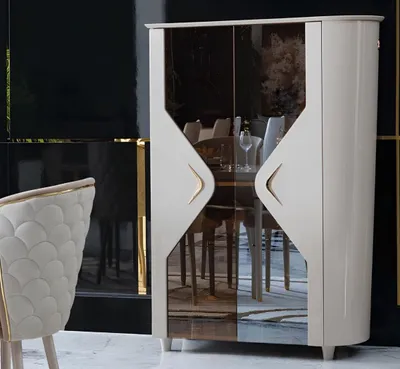 Produktbild von Vitrinen Schrank Echtholz Anrichte Vitrine Massiv Esszimmer Möbel Massive Holz