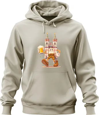 Produktbild von Köln Kölner Dom Bier Lederhosen Cartoon Kölsch Karneval Fasching Uni Hoodie Kapuzenpullover, Natur, 3XL