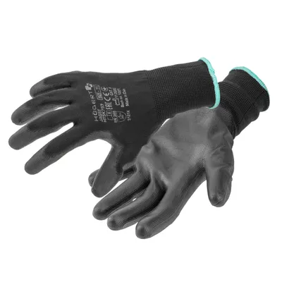 Produktbild von Högert Technik JAGST Handschuhe mit Polyurethanbeschichtung, schwarz, Größe 9, abriebfest und flexibel, ideal für präzise Montage- und Wartungsarbeiten
