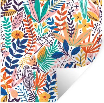 Produktbild von MuchoWow® Wandtattoo Wandsticker Wandaufkleber Sommer - Pflanzen - Blumen - Blätter 80x80 cm Selbstklebend und Repositionierbar - Wierderverwendbar - Selbstklebend