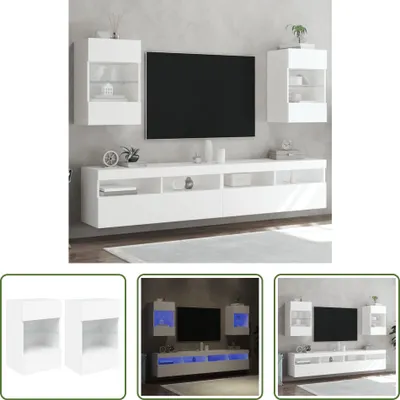 Produktbild von The Living Store TV-Wandschränke mit LED-Leuchten 2 Stk. Weiß 40x30x60,5 cm