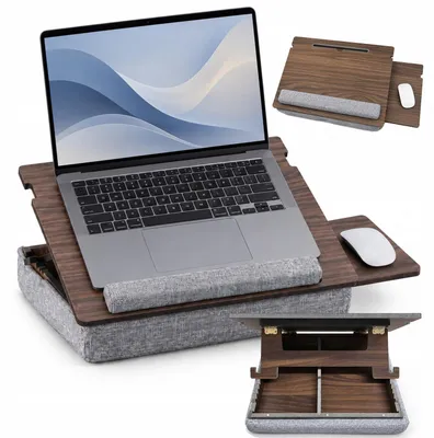 Produktbild von Laptop-Knietablett mit Kissen | 6-fach neigbar, Staufach & Mausablage | bis 15,6 Zoll