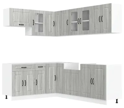 Image de vidaXL Ensemble de 11 armoires de cuisine Kalmar Gris Sonoma Matériau dérivé du bois